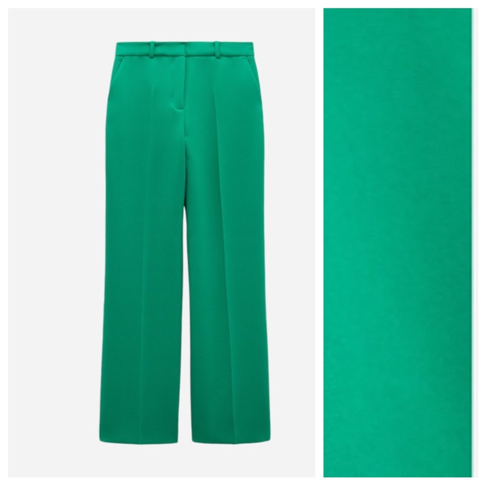 Zara Green Straight Leg Trousers